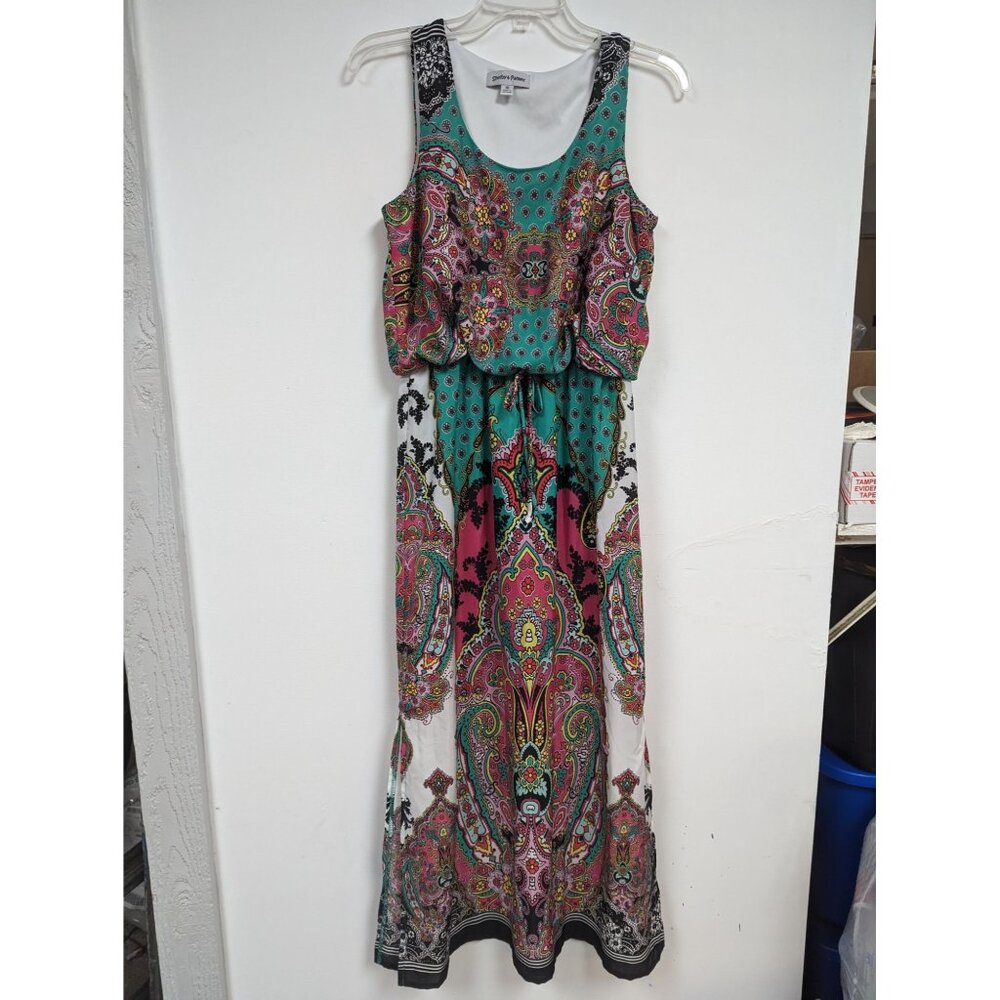 Shelby & Palmer Maxi Dress Size 10 Sleeveless Pink Green Lined